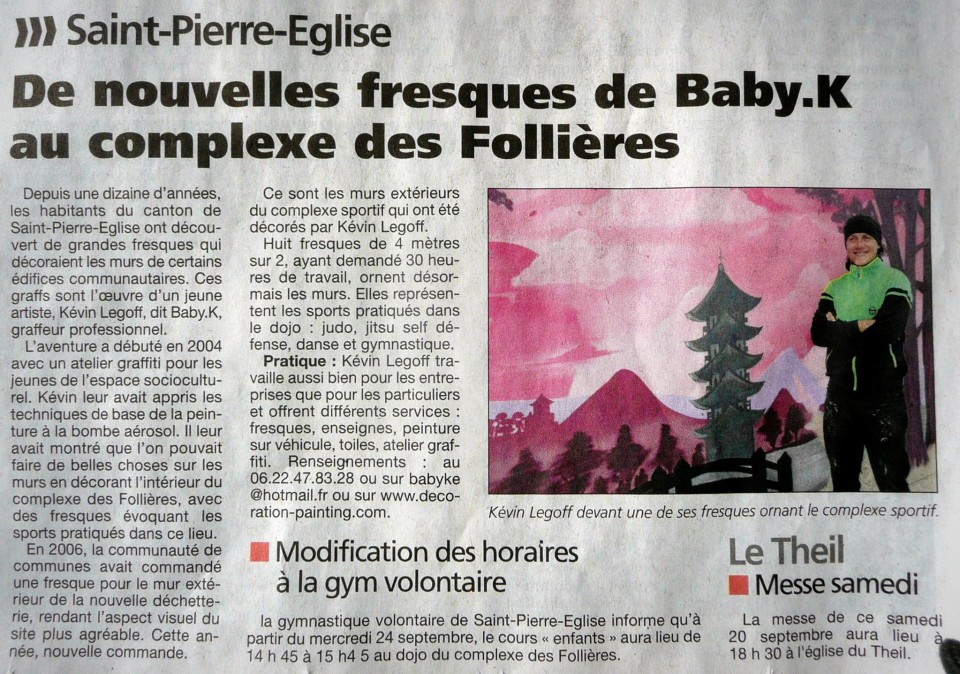 graff article presse de la manche gymnase Saint -Pierre Eglise 2014