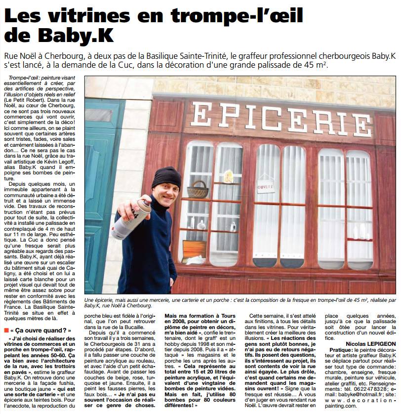 La Presse de la Manche, article « trompe l’œil » – rue Noel à Cherbourg